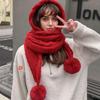 Женский зимний комплект шапка-шарф - Термальная шерстяная шапка-бини с помпоном и балаклава для экстремального холода. Универсальная шапка с прикрепленным шарфом. Вязаная шапка.