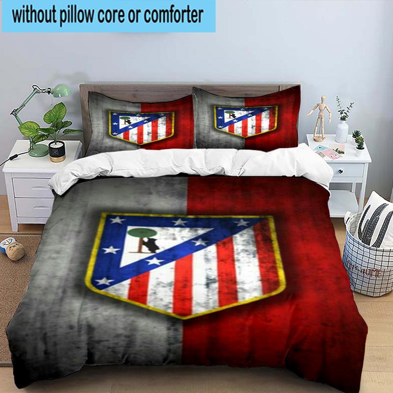 3pcs Atletico Football Club Printed Bedding Set Duvet Cover Closure Includes 1 Duvet Cover & 2 Pillowcases Bedding Sets Home Decor Gifts
