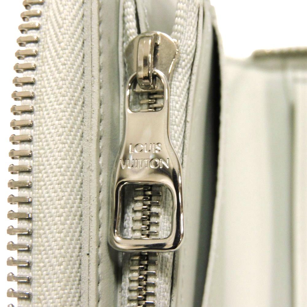 Used 12564 Zippy Wallet Vertical M82597 7940 LV Logo Zip Around RFID Monogram Taurillon Clemence Mineral Gray Men's