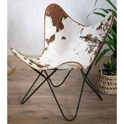 Винтажное кресло-бабочка из коровьей кожи, кресло-мешок с подлокотниками, складное