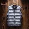 Мужской хлопковый жилет с воротником-стойкой, без рукавов, застежкой-молнией, легкий стеганый жилет, однотонный хлопковый жилет, куртка с карманами