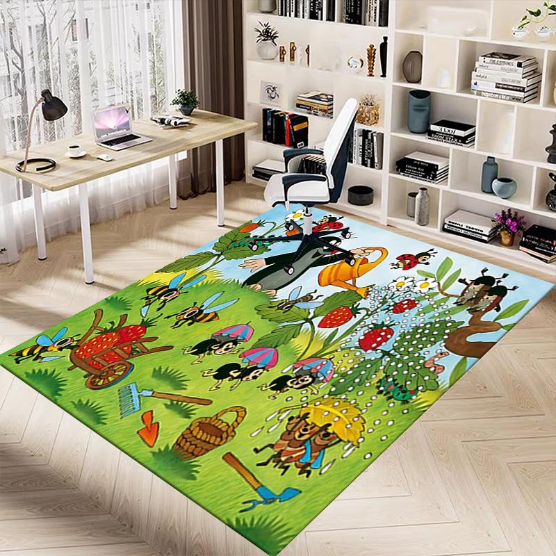 Garden Bugs Friends Carpet For Playroom Bedroom Living Room Sofa Home Decorkids Game Area Rug Nonslip Floor Mat