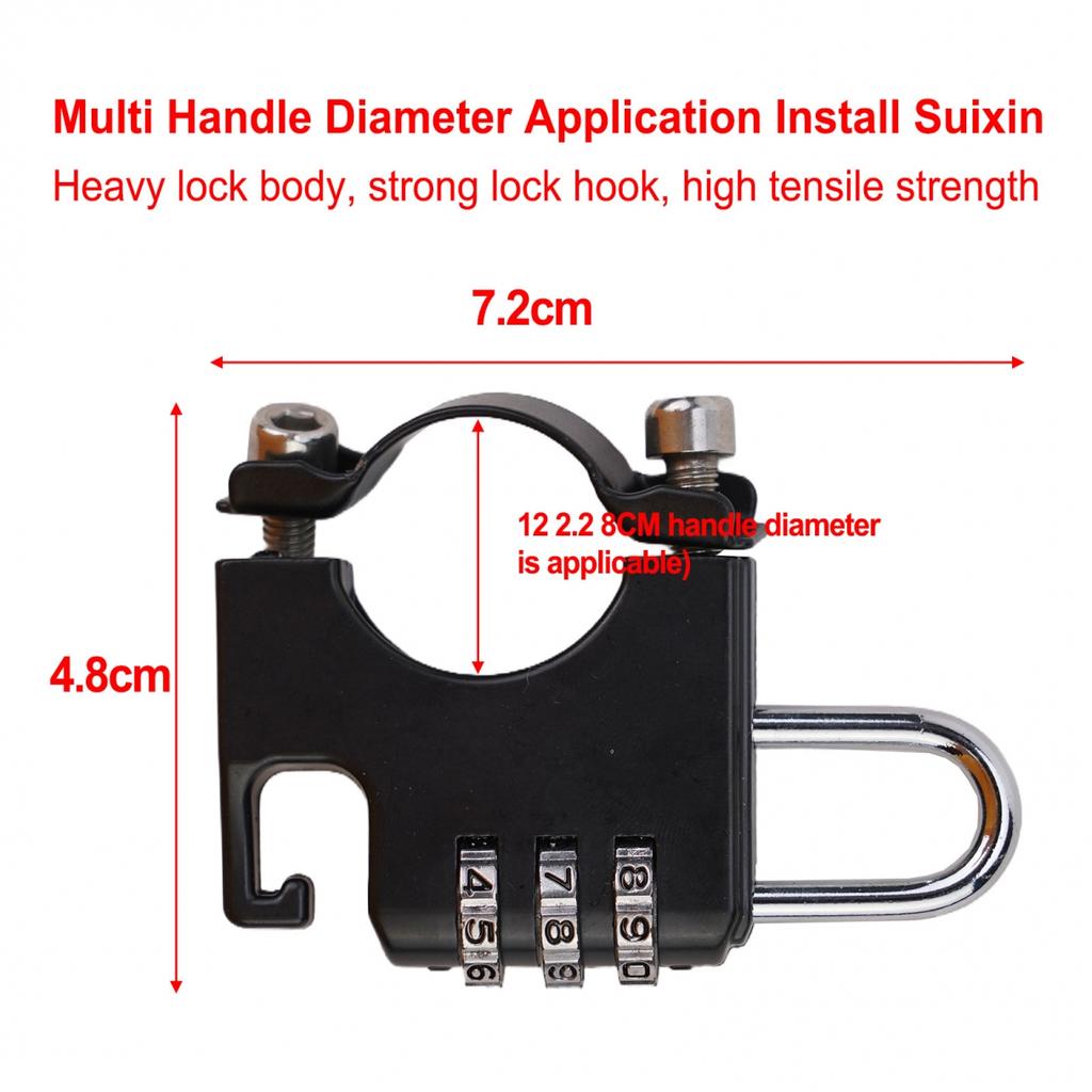 Car Helmet Lock 3 Digits Password Aluminum Alloy Gasket