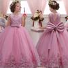2024 New 4-12 Year Old Robe Princess Dress Flower Girl Wedding Dress Fashionable Party Dress Lace Mesh Elegant Girls' Clothing