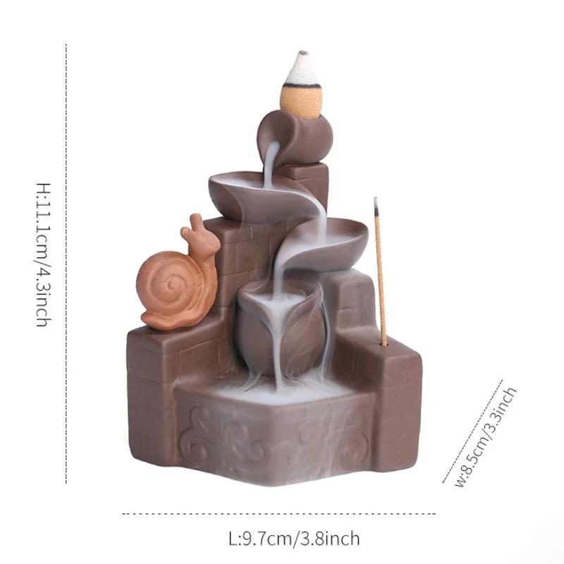 1 шт. Фиолетовая глина, милая улитка, водопад, обратный поток, курильница для благовоний, дзен, медитация, фен-шуй, украшение для дома, переносная курильница