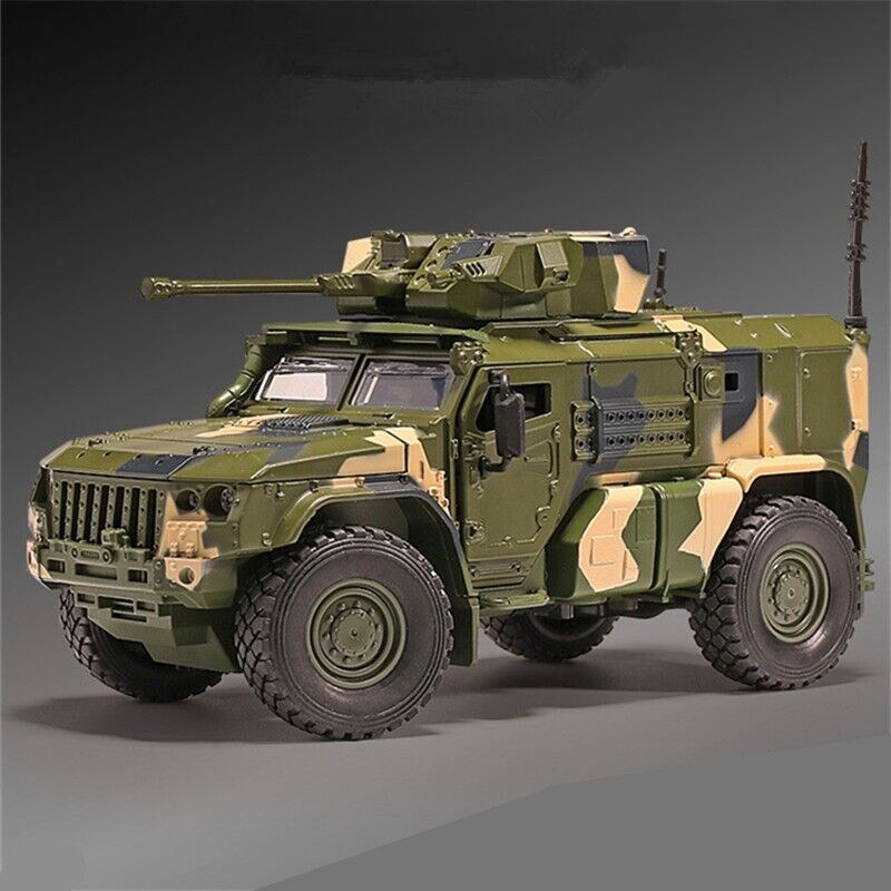 1/32 Scale Alloy Tiger Armored Military Truck Model Diecast Off-road With Sound and Light For Kids Toy