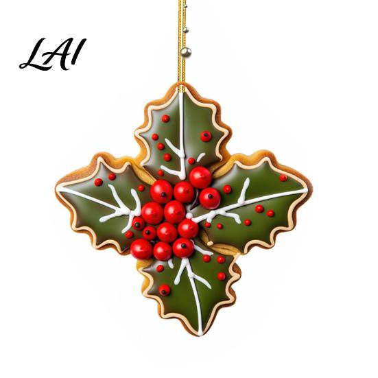 Ready to Hang Decorations 2D Acrylic Snowflake Red Gingerbread Christmas Ornament Berry Hanging Decoration Seasonal Home Decor for Xmas Tree