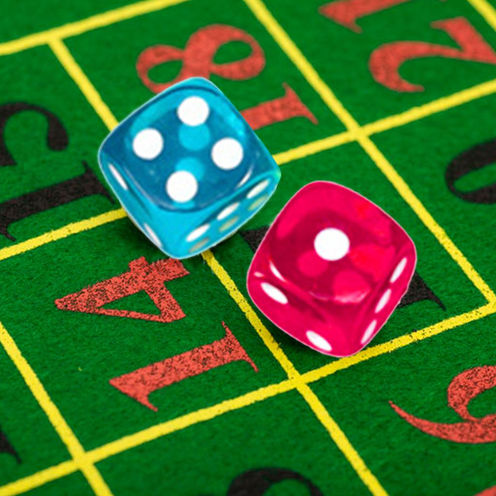 Rounded Corner Six Sided Dices Bulk Pack of 10 Assorted Color 16mm D6 Acrylic Dices Cubes with Number Dots for Kids Use