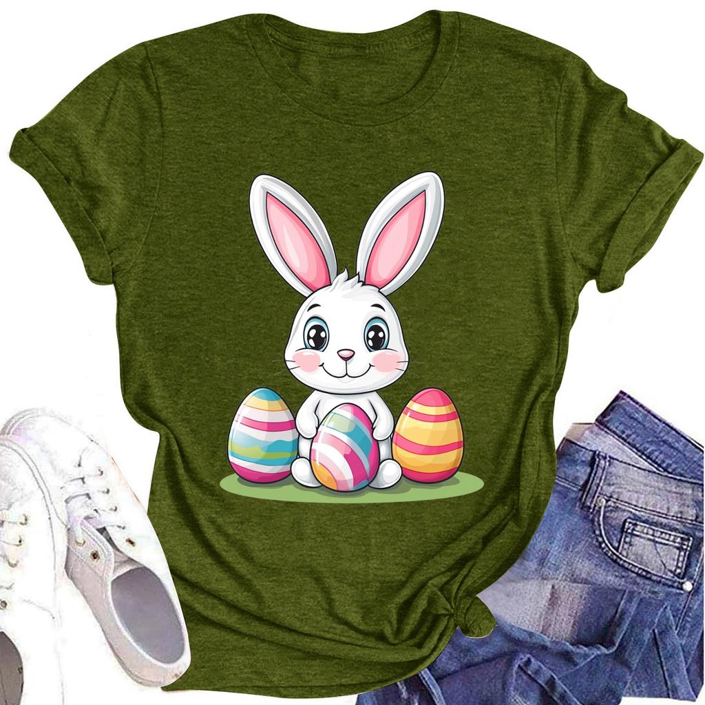 Women's Printed Round Neck Short-sleeved T-shirt Top