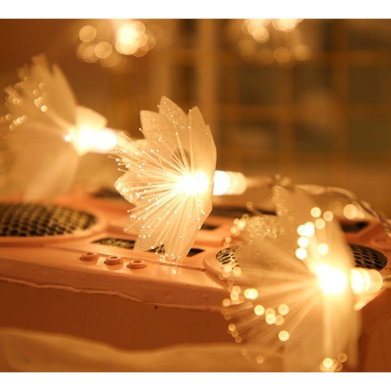 Светодиодная гирлянда из оптоволоконных цветов на батарейках с разноцветными огнями для Рождества и вечеринок