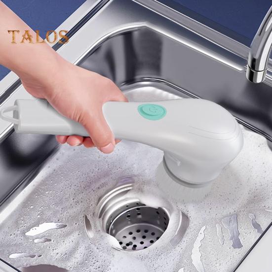 Электрическая щетка для чистки Spin Scrubber, беспроводная, перезаряжаемая, с 5 сменными головками, мощный двигатель, чистящая щетка