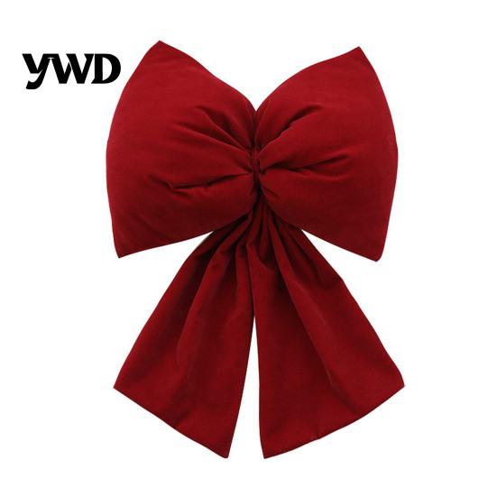 Christmas Tree Topper Bows Flocked Fabric Bow, Large Red Bow with Hanging Strap, for Party Supplies Festive Pendant Tree, Holiday Home Mantel