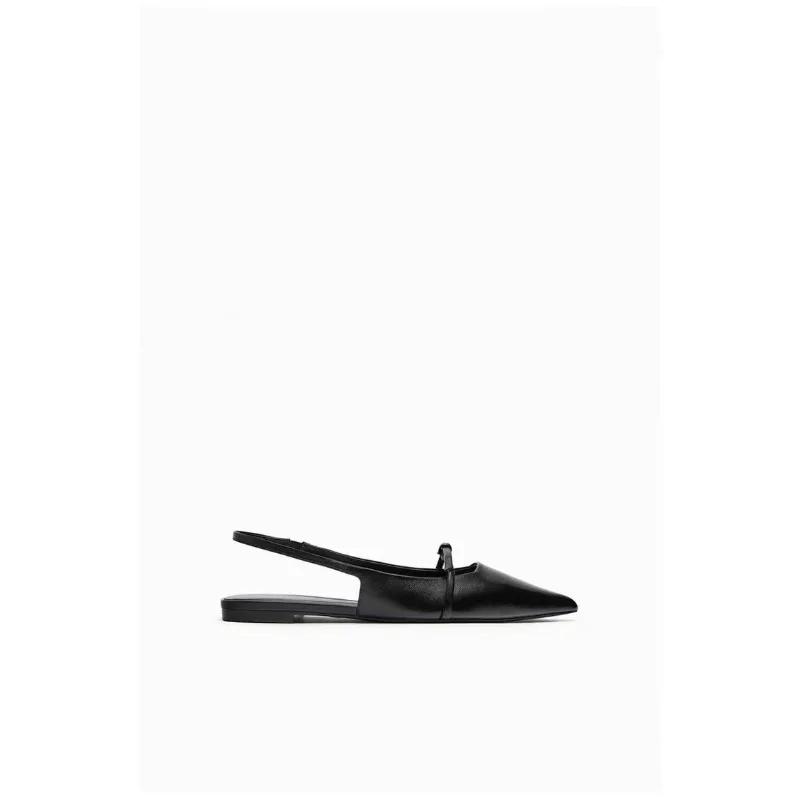 Новые блестящие женские сандалии, модные женские элегантные туфли без шнуровки с острым носком на пятке, туфли на среднем каблуке на плоской подошве