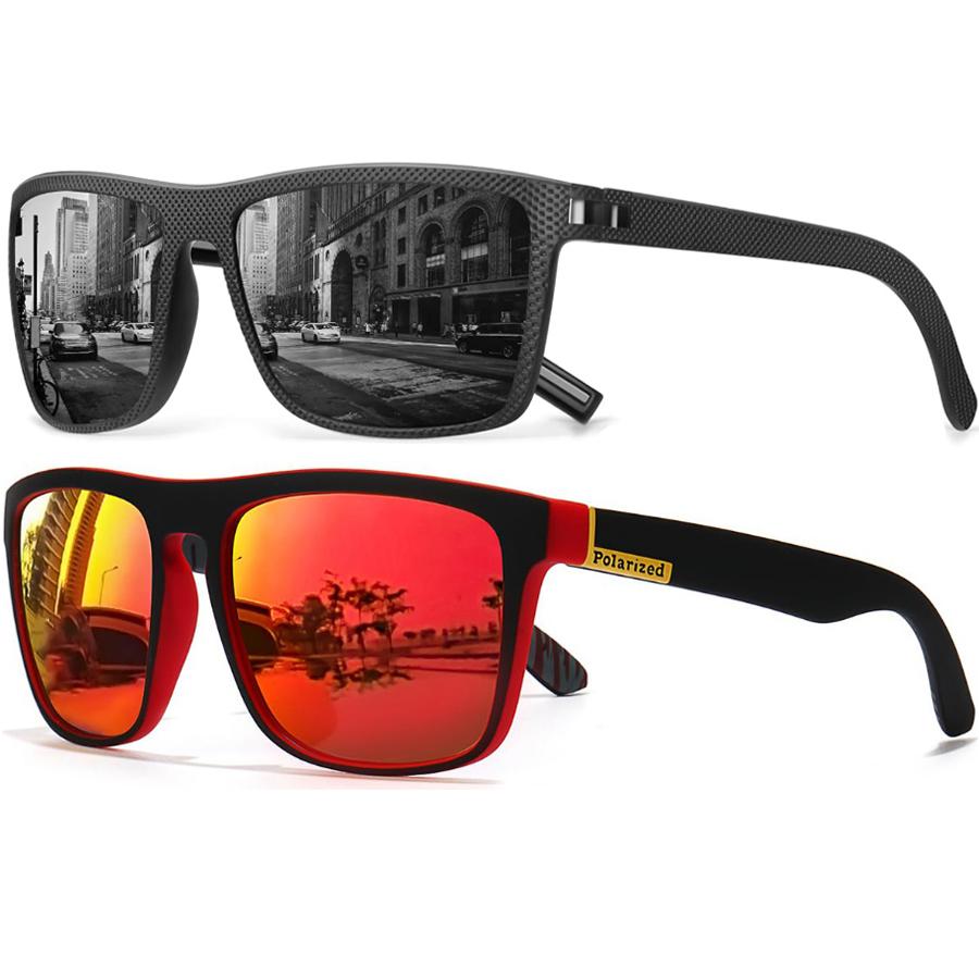 2Pack New Polarized Sunglasses Men Women Trendy Retro Sun Glasses Outdoor Sports Fishing Hiking Driving UV400