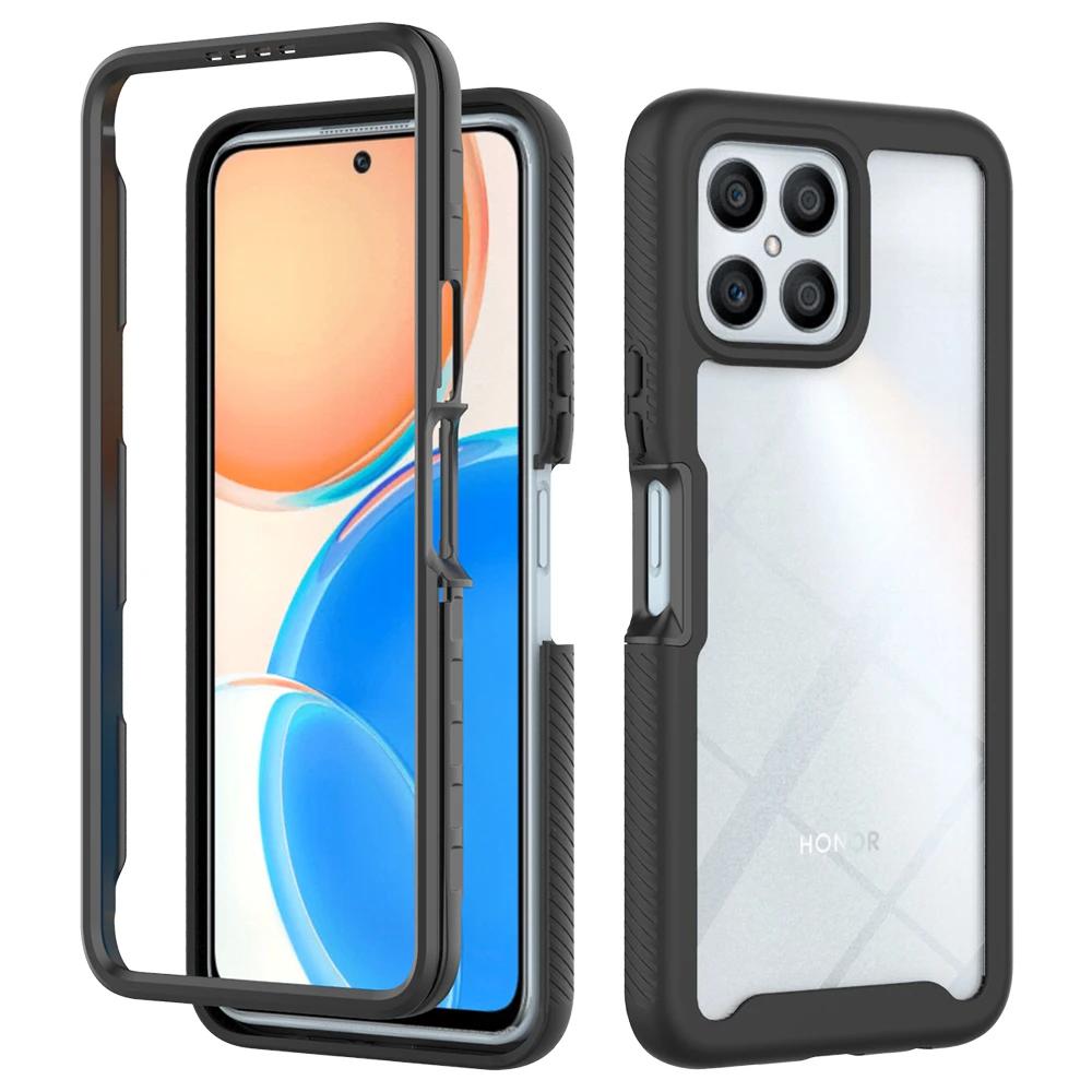 Прочный бронированный ударопрочный чехол для телефона для Honor X8 X8a X6 4G 70 Lite Мягкий ТПУ каркас Жесткая прозрачная акриловая задняя крышка