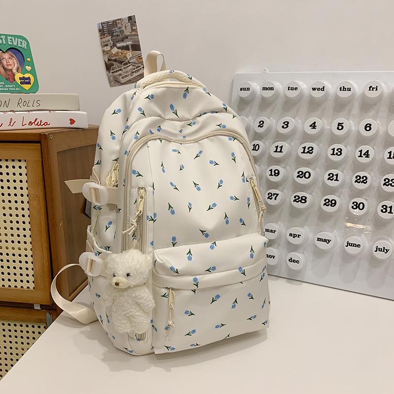 Цветочный Милый Рюкзак для Женщин: Большая вместимость, идеально для школы - Подходит для учащихся средней и начальной школы