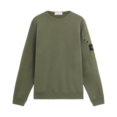 STONE ISLAND Толстовка унисекс из матового хлопка с круглым вырезом и карманом на рукаве с логотипом FW24 Зеленый 811563920-V0059