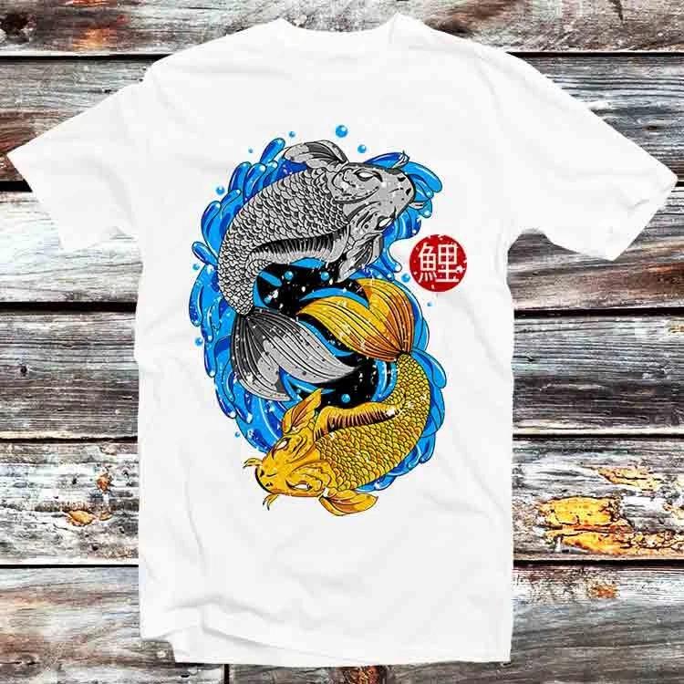 Unisextahan Ikan Koi Fish Japan Yin Yang T Shirt B825
