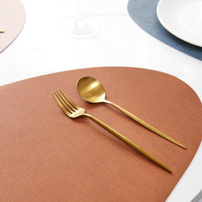 square cloth pattern double-sided two-color leather placemat household tea mat waterproof and oil-proof dining table mat thermal insulation mat