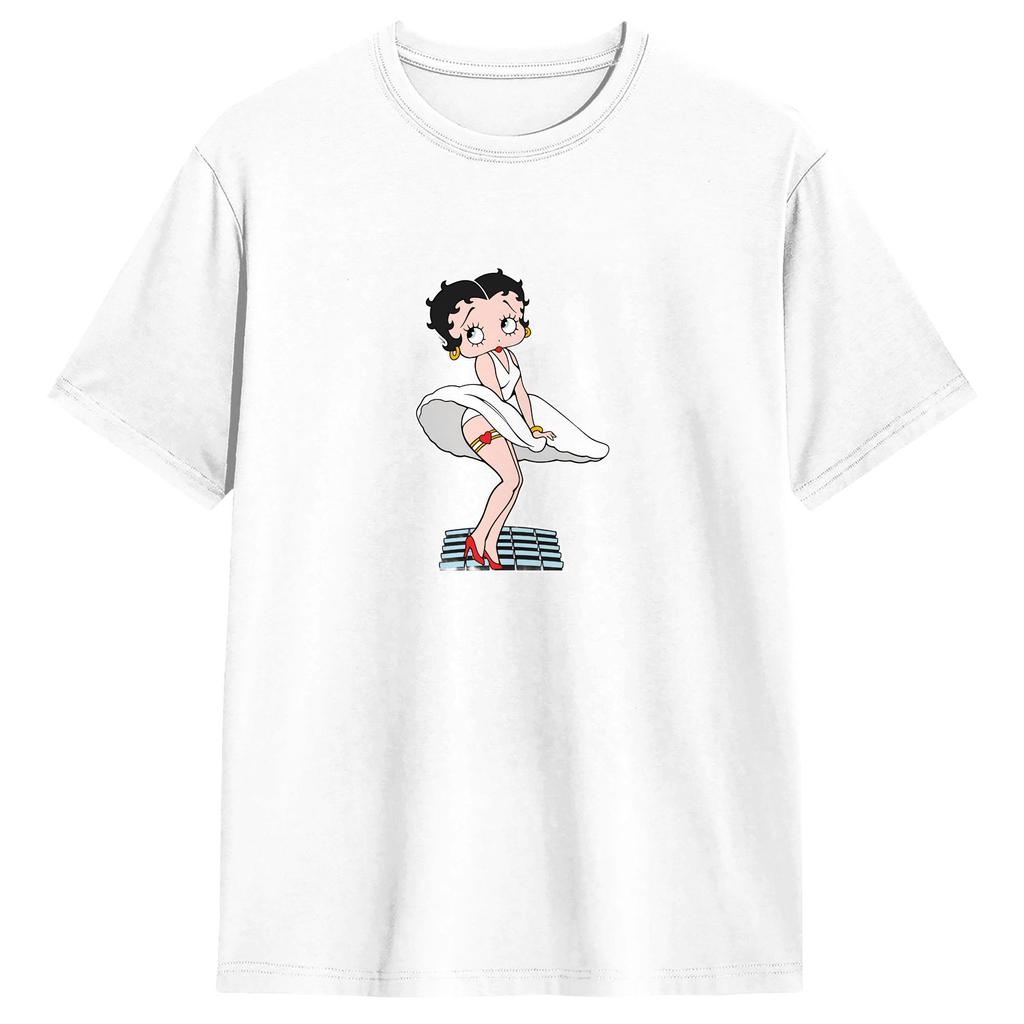 Bettys Boop T Shirt Summer Pure Cotton T Shirts For Unisex Pattern Tee Shirt Short Sleeves YK Casual Top Tees
