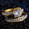 Титановая сталь с жемчугом для влюбленных, золотые кольца с блестящими кристаллами, обручальное обручальное кольцо, женское и мужское ювелирное изделие, брелок в подарок