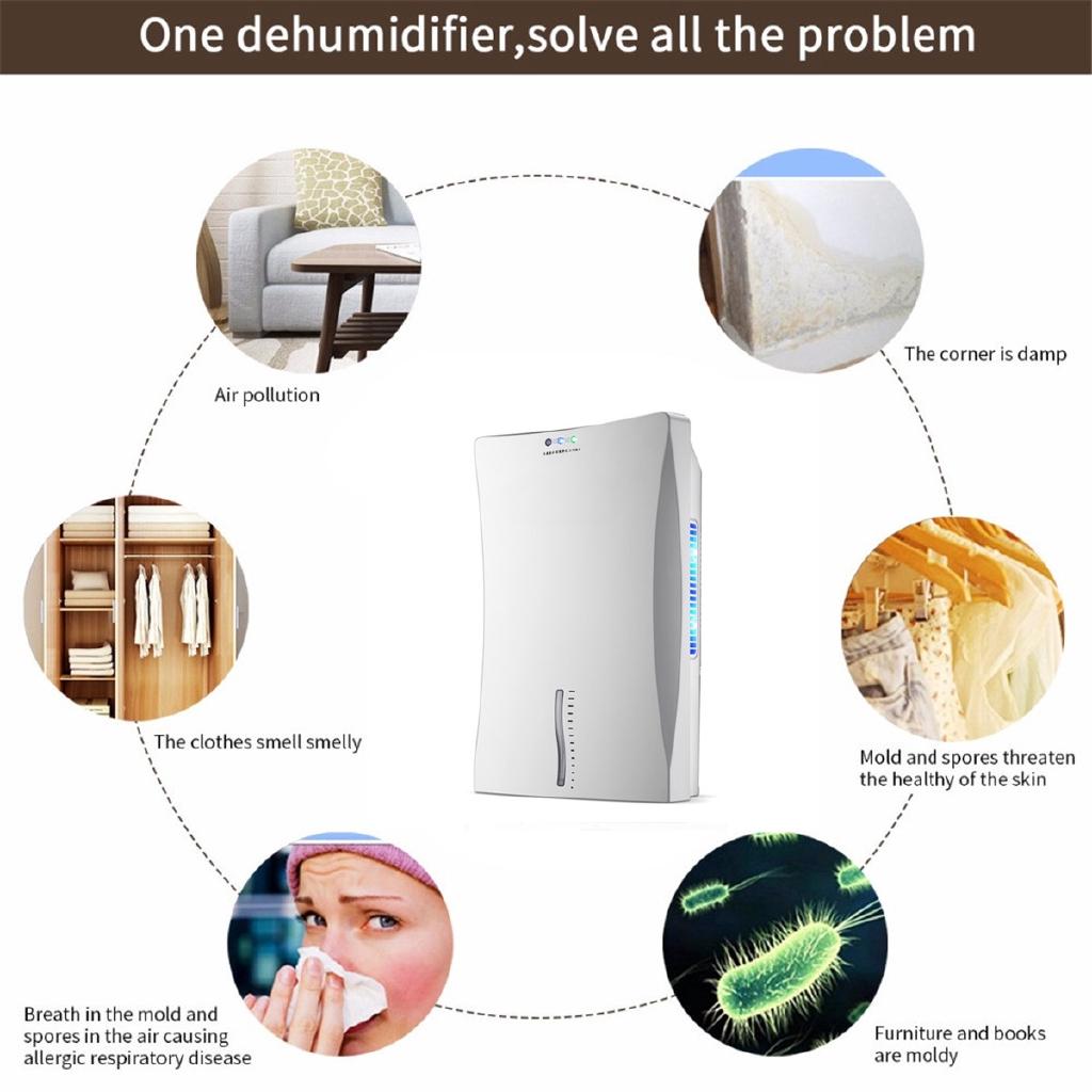 Осушитель 2200 мл Поглотитель влаги Бытовой осушитель Поглотитель влаги для подвала Бесшумный Таймер Внешний водоотвод