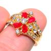 Красный Рубин(Смоделированный) Кольцо ручной работы с драгоценным камнем кубическим цирконием, размер 6.5 Y9Y46