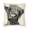 Highland Cow Square Pillowcase Polyester Linen Velvet Printed Zip Decor Sofa Cushion Cover