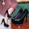 f54Spring Sexy High Heel Platforms Pumps Shoes Woman PU Leather Fetish Peep Toe Slingbacks Stripper Wedding Party Shoe 2024