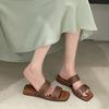 Южные южные нескользящие однотонные шлепанцы на плоской подошве для женской летней одежды квадратный носок прохладные шлепанцы