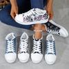 Large Size Flat Bottom Graffiti Canvas Shoes Women 2025 New Ethnic Style Lazy Canvas Shoes Lightweight Board Shoes