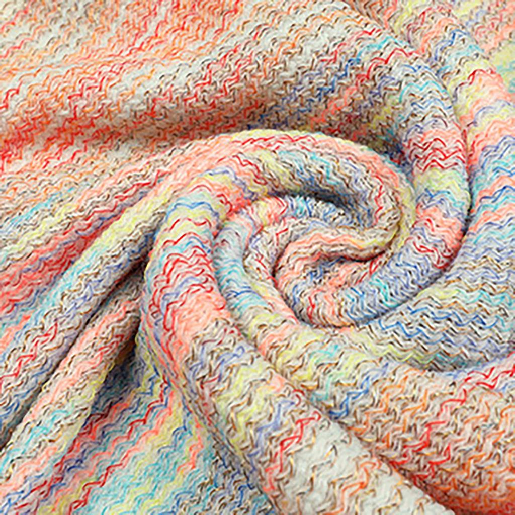 Женская Ретро Мода Теплая Полосатая Накидка с Кисточками, Воротник, Вязаная Шаль