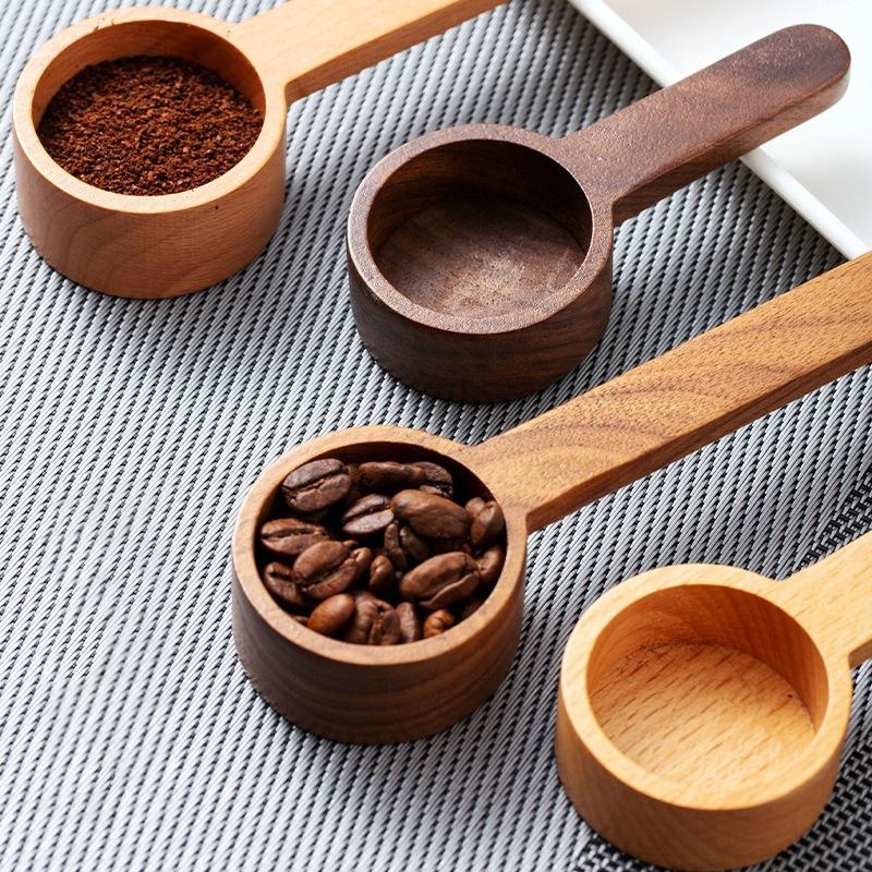 Wooden Measuring Spoon Coffee Beans Spoons Kitchen Dosing Spoon Tea Coffee Sugar Spice Measure Spoons Home Cooking Measure Tools