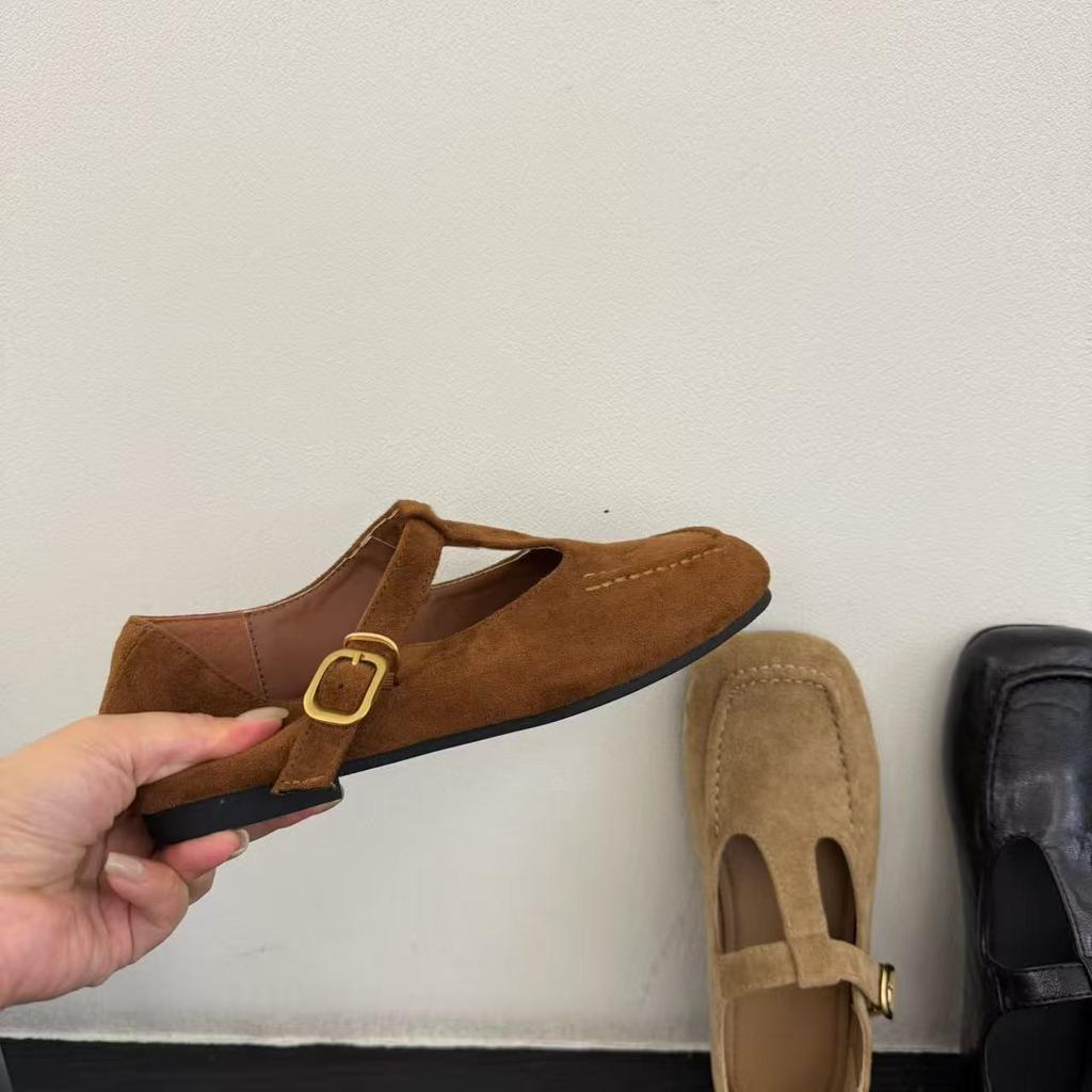 Retro Japanese Square Head Single Shoes Women's 2025 Spring and Autumn New Niche Hollow T-band Inner Height Increase Mary Jane Shoes