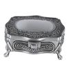 Metal Jewelry Box Engraving Pattern Exquisite Vintage Trinket Box with Soft Velvet Inner for Rings