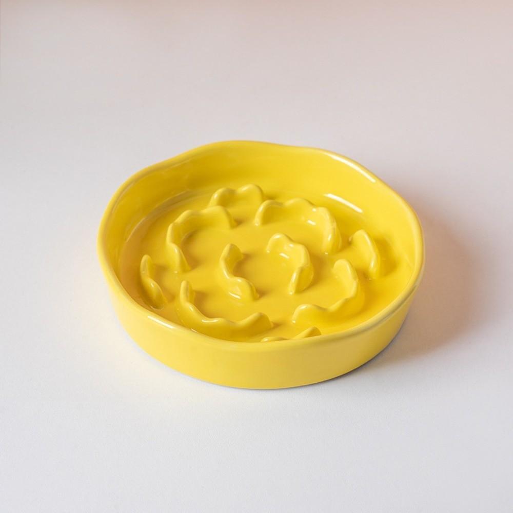 Anti Tipping Cat Slow Feeder Bowl Ceramic Dog Food Water Container for Kitten/Puppy/Bunny