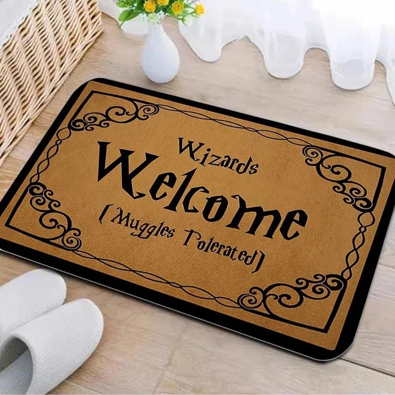 Welcome Muggles Entrance Mat Living Room Floor Decoration Carpet Non-slip Easy To Clean Area Rug Home Office Washable Doormats