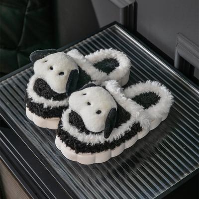 Зимние новые милые хлопковые тапочки с изображением щенка для студентов, модные домашние теплые домашние хлопковые тапочки