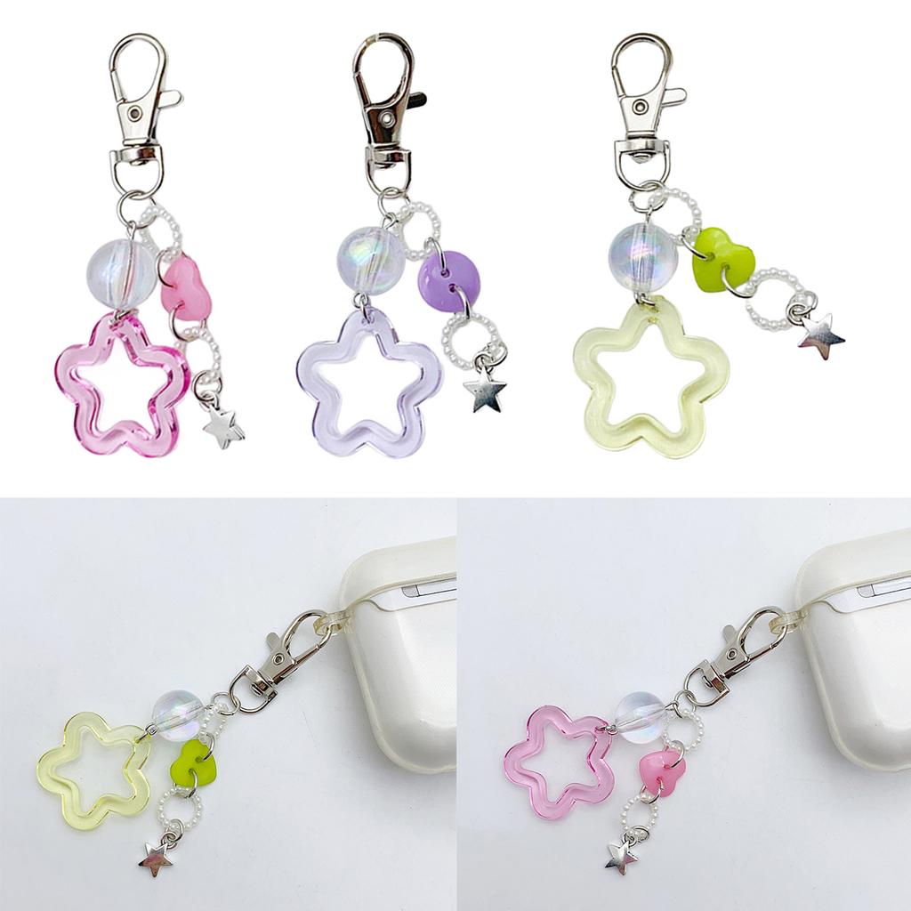Colorful Star Shaped Keychain Five-Pointed Star Keyring Bag Charm Detachable Phone Charm Pendant for Fashion Enthusiasts
