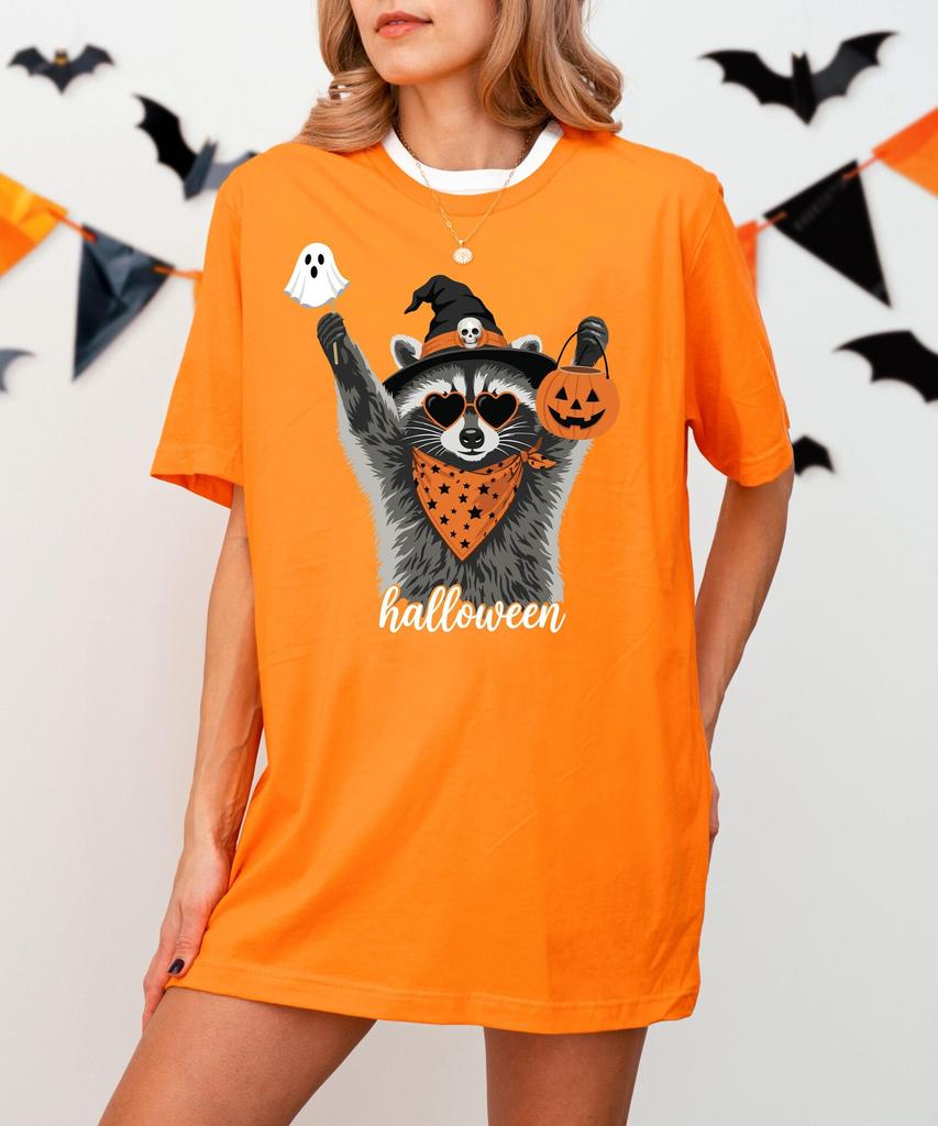 Halloween Raccoon Witch Shirt, Spooky Season Comfort Colors Tee