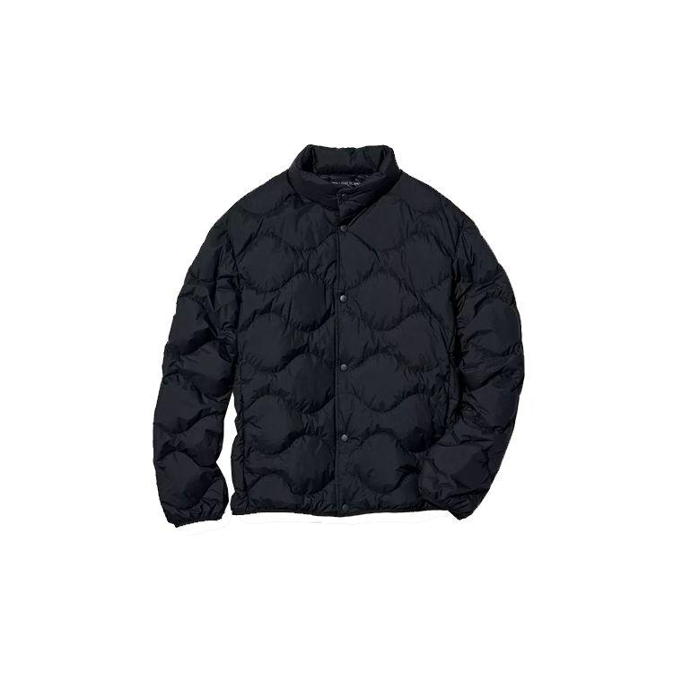 Uniqlo Однотонная стеганая однобортная пуховая куртка с воротником-стойкой мужская верхняя одежда Черный 443879-09
