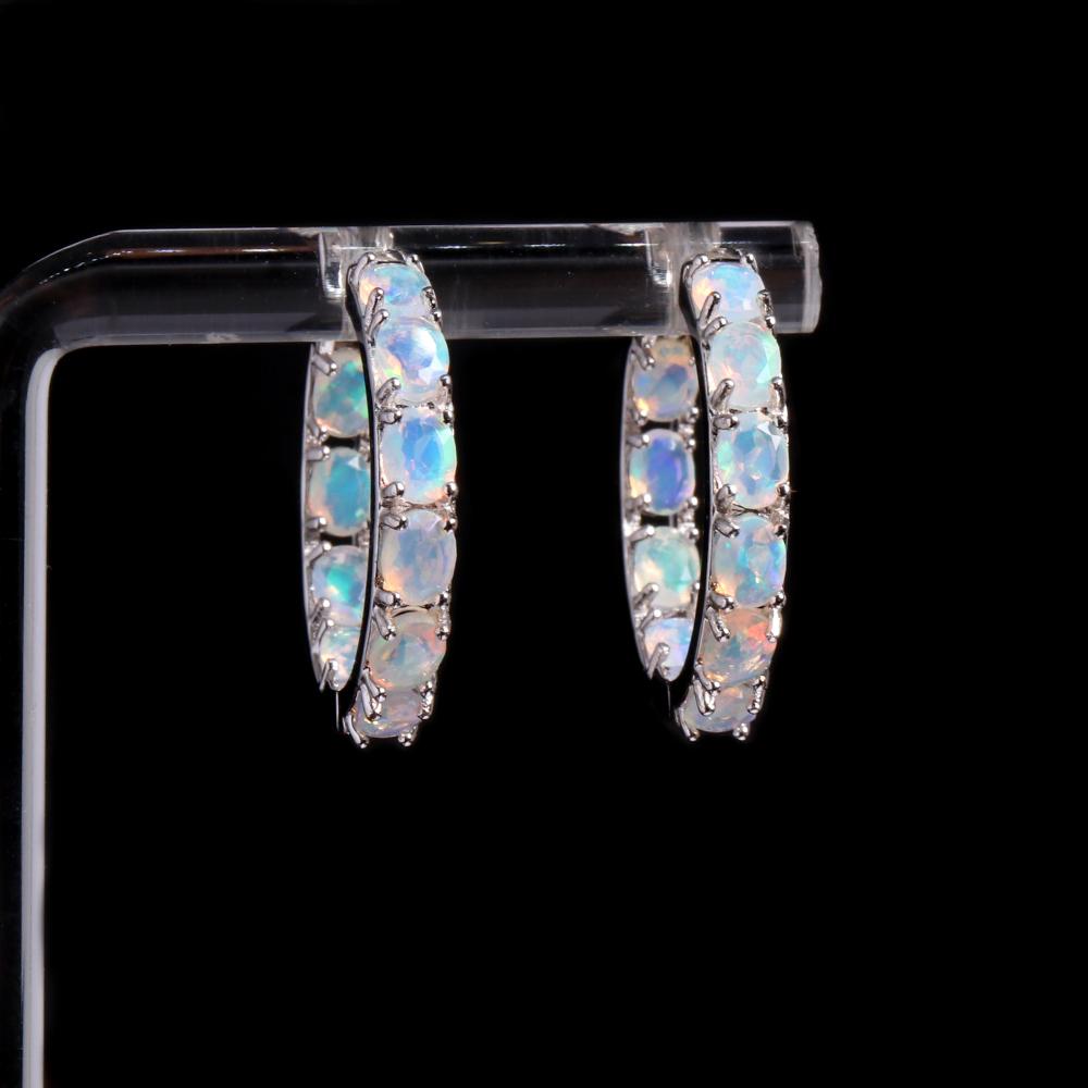 Серьги с цветной застежкой из натурального опала, овальной огранки, 3*4 мм, настоящие эфиопские драгоценные камни, ювелирные украшения, серебро 925 пробы