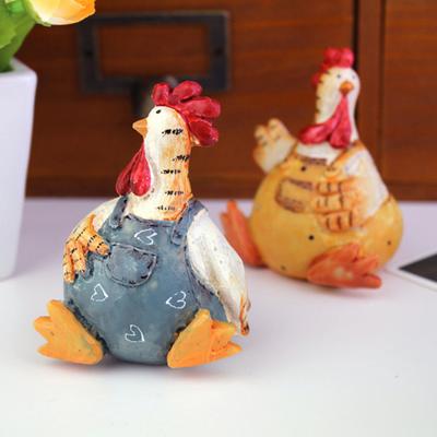 Фигурка петуха, смоляное настольное украшение для курицы, сидящая мультяшная статуя курицы, пасхальный декор для сада, домашнего стола, камина