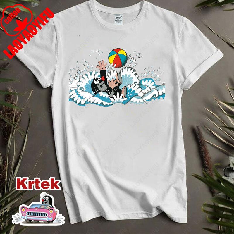 История Кротика Krtek Винтажный Мультфильм Аниме Футболка с Коротким Рукавом Мужская Женская Хлопок Круглый Вырез Повседневная Свободная Смешная Детская Модная Футболка