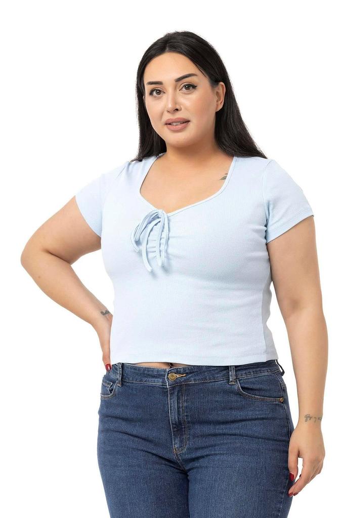 Women's Style Big Size Body Plus Size Half Sleeves Camisole Green Bodysuit With Lace Detail On The Chest