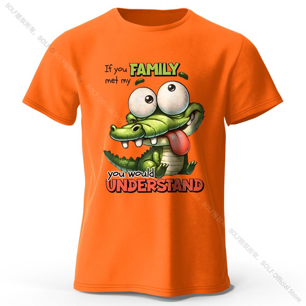 Cartoon Alligator Print 100 Cotton TShirt Soft Breathable Round Neck Short Sleeve Tee Unisex Fun Quirky Style