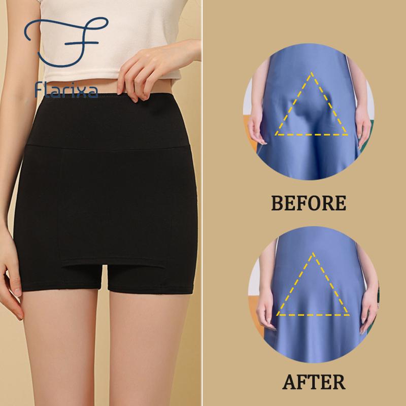 Flarixa Трусики с высокой талией, шорты-комбинации из ледяного шелка, непрозрачные боксеры, женское нижнее белье, двухслойные трусы, нижнее белье