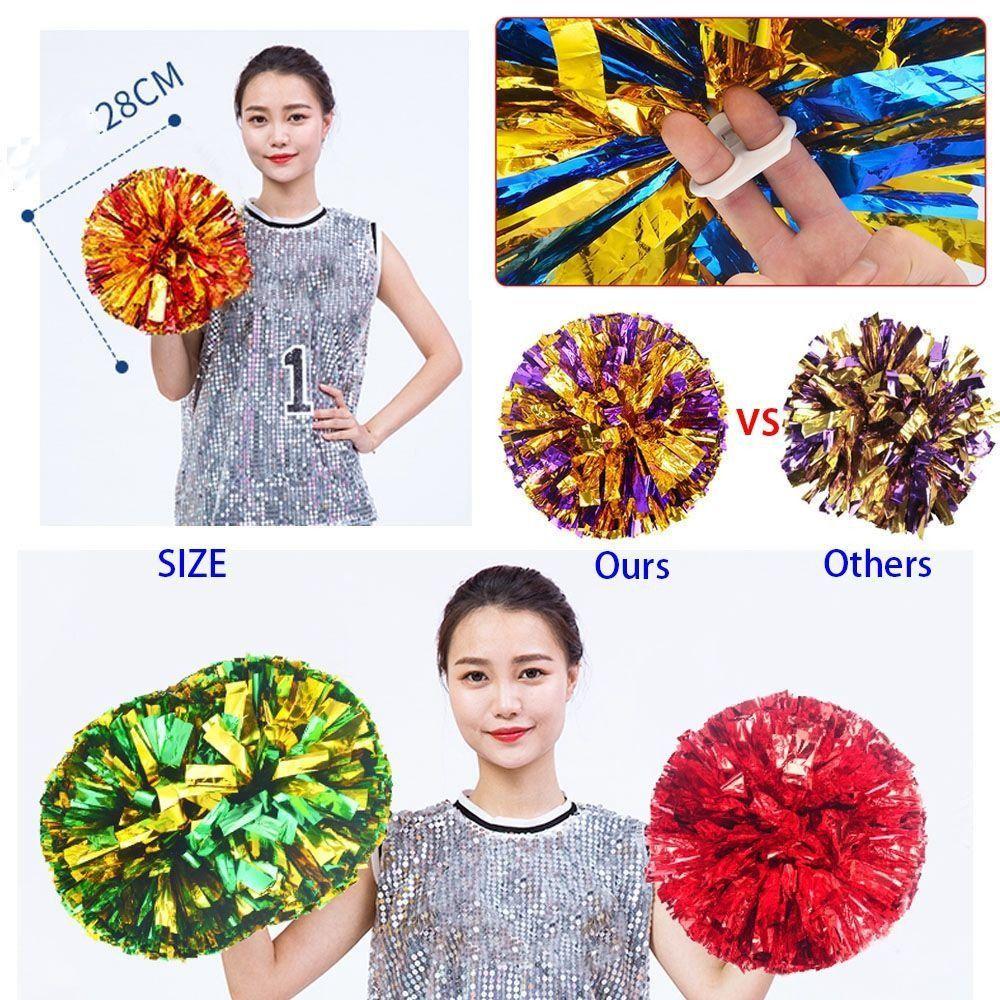 Multicolors Kids Game Pom Poms 25cm Cheering Ball Dance Party Concert Decorator