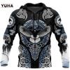 Mens Hoodies Vikings Eagle Tattoo Fashion Animal Pattern 3D Printed Style Casual Harajuku Hip Hop Pullover Oversized Sudaderas