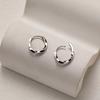 925 Sterling Silver Round Stud Earrings for Women Simple Inlaid Design Hoops Earrings Wedding Party Jewelry Accessories Gifts